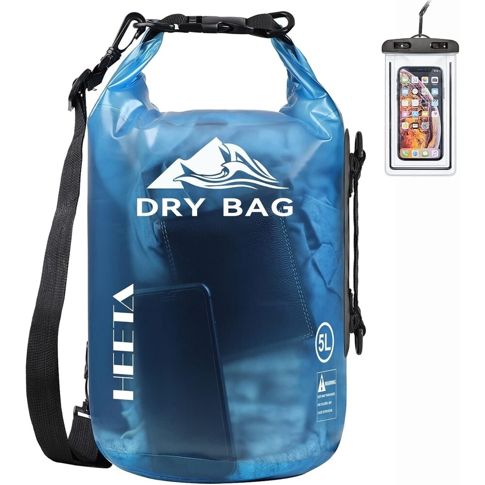 HEETA Dry Bag Waterproof 30L Blue Roll Top Lightweight Beach Kayaking Camping